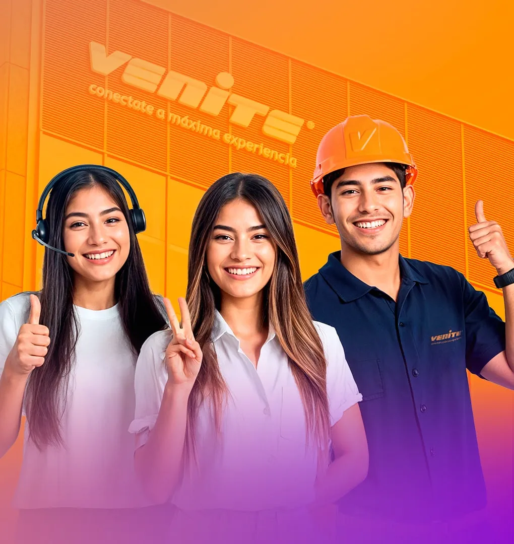 Equipo VENITE: atención al cliente, ventas y técnicos frente a la agencia